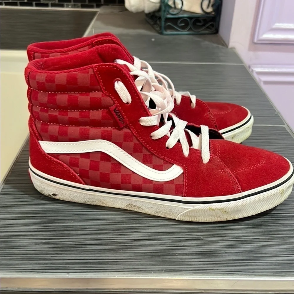 Vans Red Checkered High-Top Sneakers